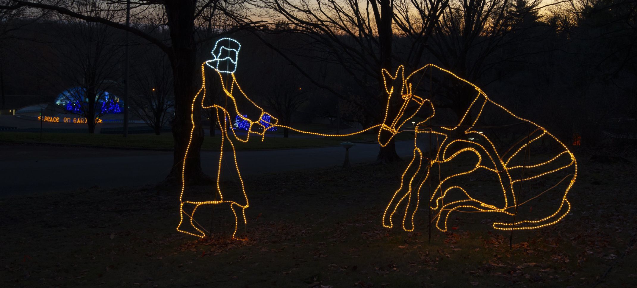Way of Lights holiday light display at the National Shrine of Our Lady of the Snows